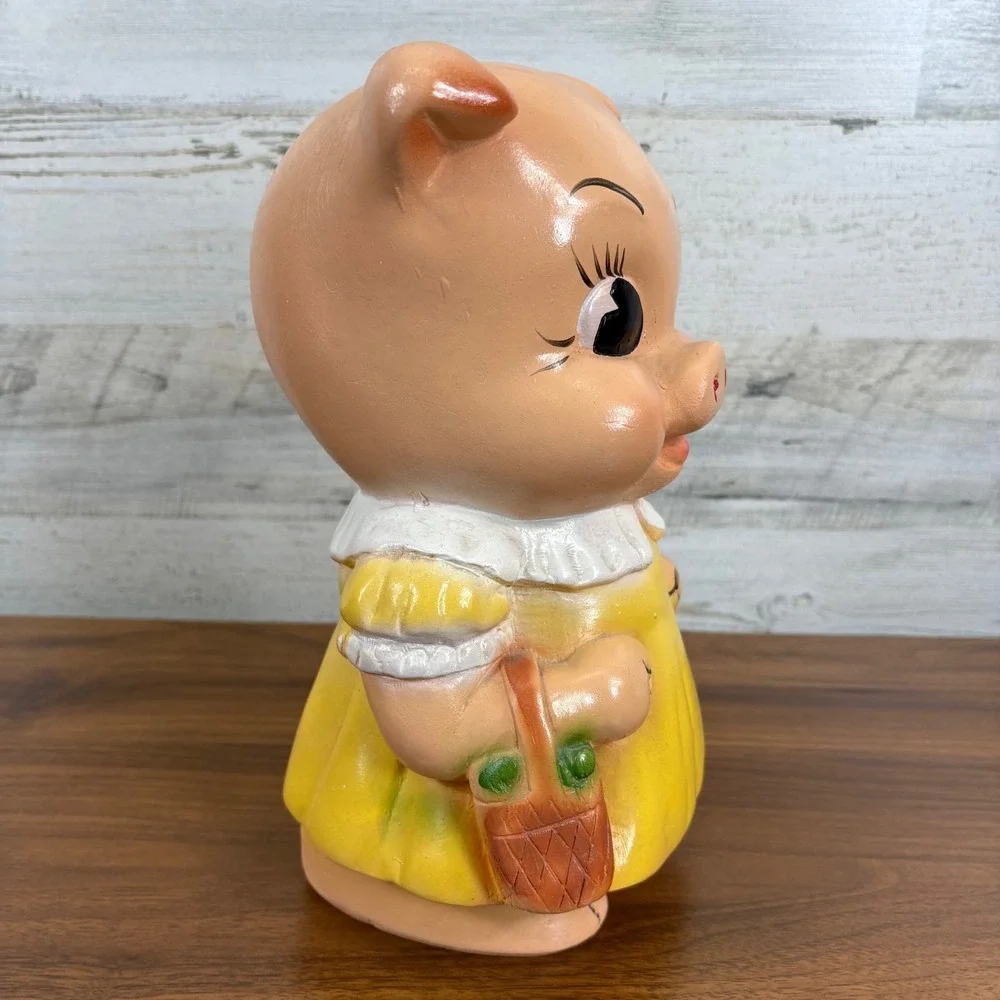 Vintage Chalkware Piggy Bank Hand Painted‎ Large 11